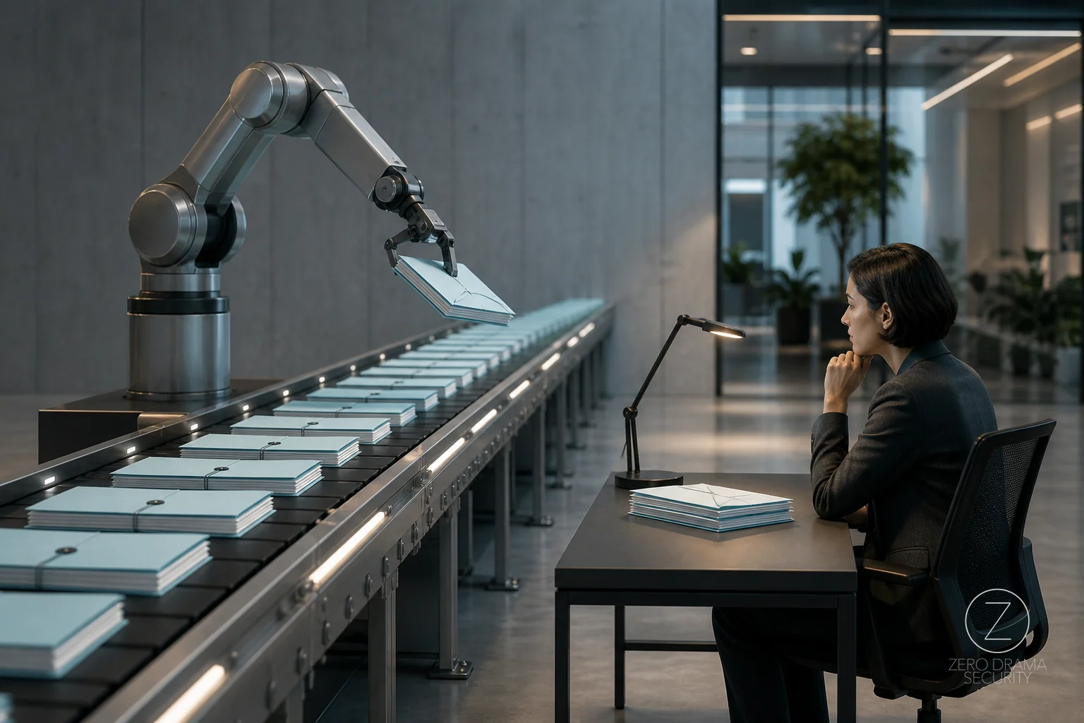 A lone reviewer facing an absurd flood of pristine automated change folders